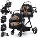 StarTech Duowagen Pet Stroller - Foldable Travel Pet Stroller - Detachable Bassinets - Mesh Windows and Rain Cover - Lightweight Aluminum Frame - Up to 50 lbs - Black
