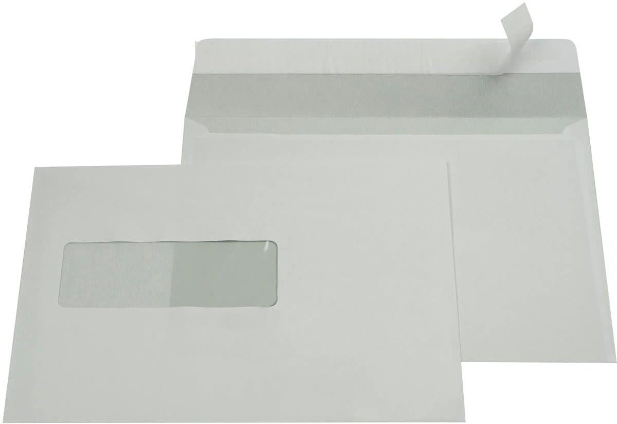 Gallery enveloppen 156 x 220 mm venster links stripsluiting grijs 500 stuks