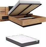 Vente-unique Bed met opbergruimte stof antracietgrijs, natuurlijk licht 160 x 200 cm