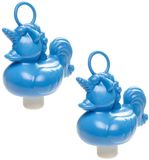 Duckiez eenhoorn badeendje badspeelgoed - 8x - blauw - 12 x 6 cm - Met oogje voor het hengelspel - kunststof