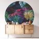 Botanique Sticker Mural Rond / Cercle - Motif Botanique - Diamètre 130 Cm - Adhésif + Protection Brillante