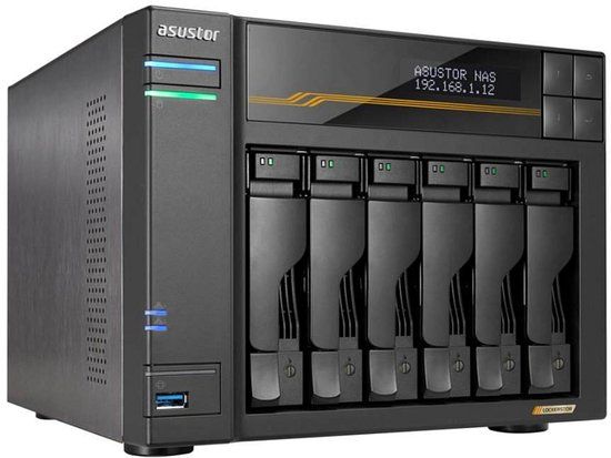 Asustor LOCKERSTOR 6 Gen3 (AS6806T) NAS Desktop AMD Ryzen V3C14 16 GB DDR5 ADM Zwart