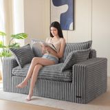 Canapé pouf - Canapé pouf - 2 places - Fausse fourrure - Mousse à mémoire - Gris
