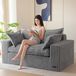 Canapé pouf - Canapé pouf - 2 places - Fausse fourrure - Mousse à mémoire - Gris