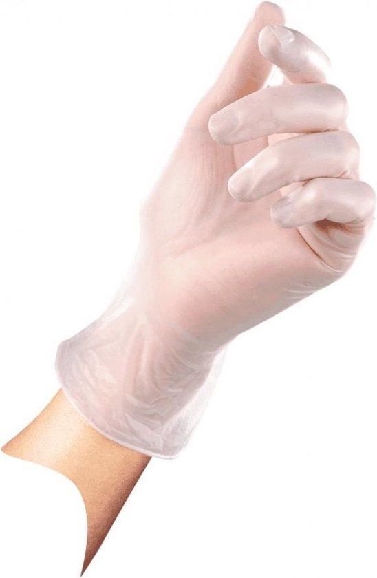 Merkloos Wegwerp handschoenen vinyl 100 stuks SensaNyl P, gepoederd, transparant L