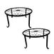 Relaxdays bloemenstandaard, set van 2, rond, retro design, stevig, H x Ø: 11 x 23 cm, plantenstandaard, ijzer, zwart