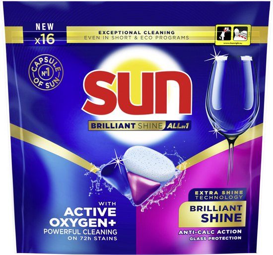 Sun Brilliant Shine All-in 1 Vaatwascapsules - 16 stuks