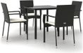 vidaXL 5-delige Tuinset met Kussens, Poly Rattan, Zwart