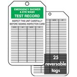 Accuform Signs MGT207CTP inspectie recordlabel, legende "Emergency Shower & Eye WASH Test Record", 14,6 cm Lengte x 8,3 cm Breedte x 0,01 cm Dikte, PF-Cardstock, Groen/Zwart op Wit (Pack van 25)