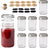 Merkloos Relaxdays Weckpotten - set van 8 - 500 ml - met etiketten en touw - luchtdicht
