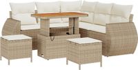 vidaXL - Salon de jardin - 6 places assises - Beige - Polyrattan