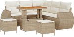 vidaXL - Salon de jardin - 6 places assises - Beige - Polyrattan