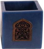 Safaary Porte-bougie chauffe-plat Bleu Ø 12 x 12cm - Motif de portail