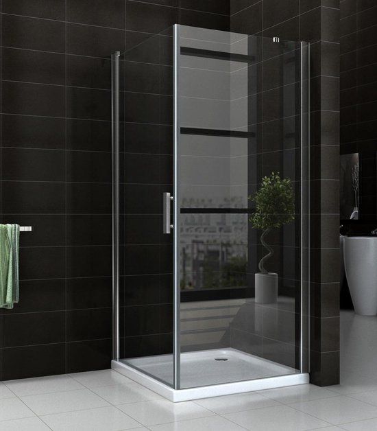 Mueller Douchecabine Swingdeur met Zijwand 100x100x200cm Chroom 8mm Glas NANO Anti-Kalk