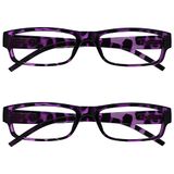 Leesbril The Reading Glasses Leesbril, paars, schildpad, licht, comfortabel, bladwijzers, 2 stuks, voor mannen en vrouwen, RR32-5 + 3,50, optische prestaties +3,50