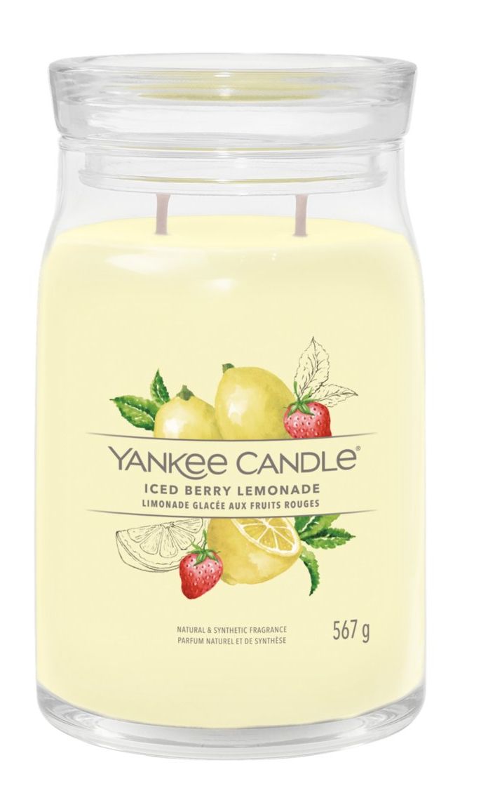 Yankee Candle Iced Berry Lemonade Cylinder Candle - Yellow - 90 Hour Burn Time