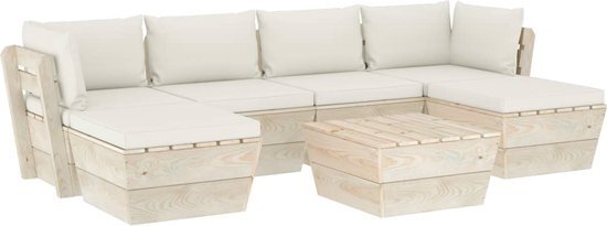 vidaXL 7-delige Loungeset met kussens pallet vurenhout