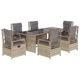 vidaXL 7-delige tuinset met kussens, polyrattan, beige