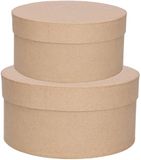 Merkloos Creativ Company B.V. Ronde bruine hobby knutsel dozen van karton - 20x10 cm en 25x13 cm