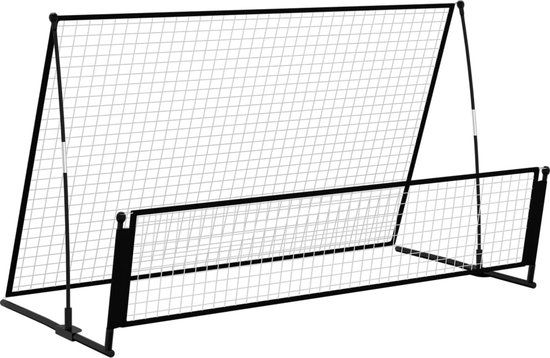 vidaXL Voetbalrebounder/voetbaldoel - 2-in-1 - 202x104x120 cm - Staal - Zwart