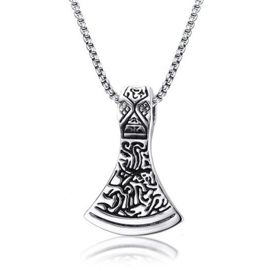 Mendes Heren ketting Edelstaal Thor Viking Axe Zilverkleurig