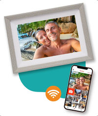 Pora&co Digitale fotolijst met WiFi en Frameo App – Fotokader - 10 inch - Pora – HD+ -IPS Display – Wit/Zilver - Micro SD - Touchscreen
