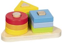 GOKI Sorteerspel - Kleuren En Vormen Driehoek - Houten Vormenstoof - 18 Maanden+