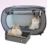 Necoichi Draagbare stressvrije kooidrager en kattenbak, binnen en buiten, reizen (zwart, kooi/kennel+kattenbak)