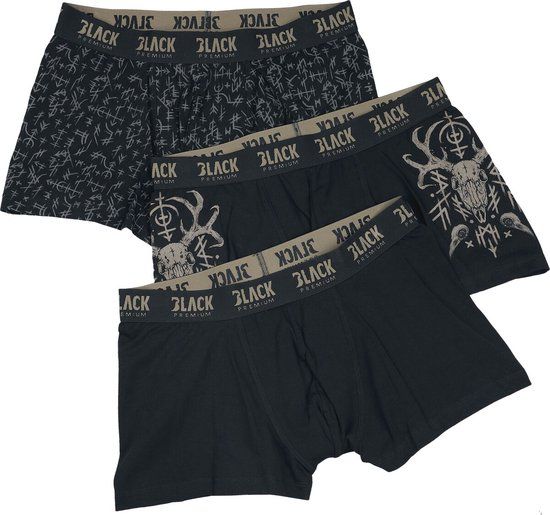 Black Premium by EMP zwarte tri-pack boxershorts met patroon - Heren - XXL