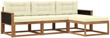 vidaXL - Salon d'angle - 4 places assises - Naturel et crème - Acacia bois