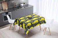 Bonamaison Tafelkleed, Anti-Mold, Sneldrogend, Waterdicht, 100% Polyester Tafellaken, Neon Geel, Rook, 140 x 140 Cm