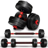 Haltère set 15 kg - 2-en-1 réglable - Barre d'haltères et haltères courts - Développé couché et squats