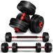 Haltère set 15 kg - 2-en-1 réglable - Barre d'haltères et haltères courts - Développé couché et squats