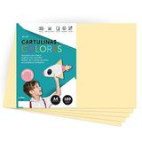Cartulina m-office Cartulina de Colores, Cartulina A4 Color Pastel, Folios de Colores 180gr para Manualidades, Imprimir tus Documentos y Diseños Creativos, Folios de Colores Pastel A4 (x25, crema)