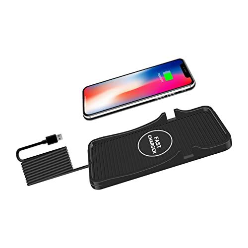 Luojuny 2-in-1 draadloze autolader, C7 15W max. draadloze oplader, antislip draadloze autolader oplaadpad, op voertuigen gemonteerde telefoonlader, snel opladen draadloze oplaadmat voor telefoon zwart