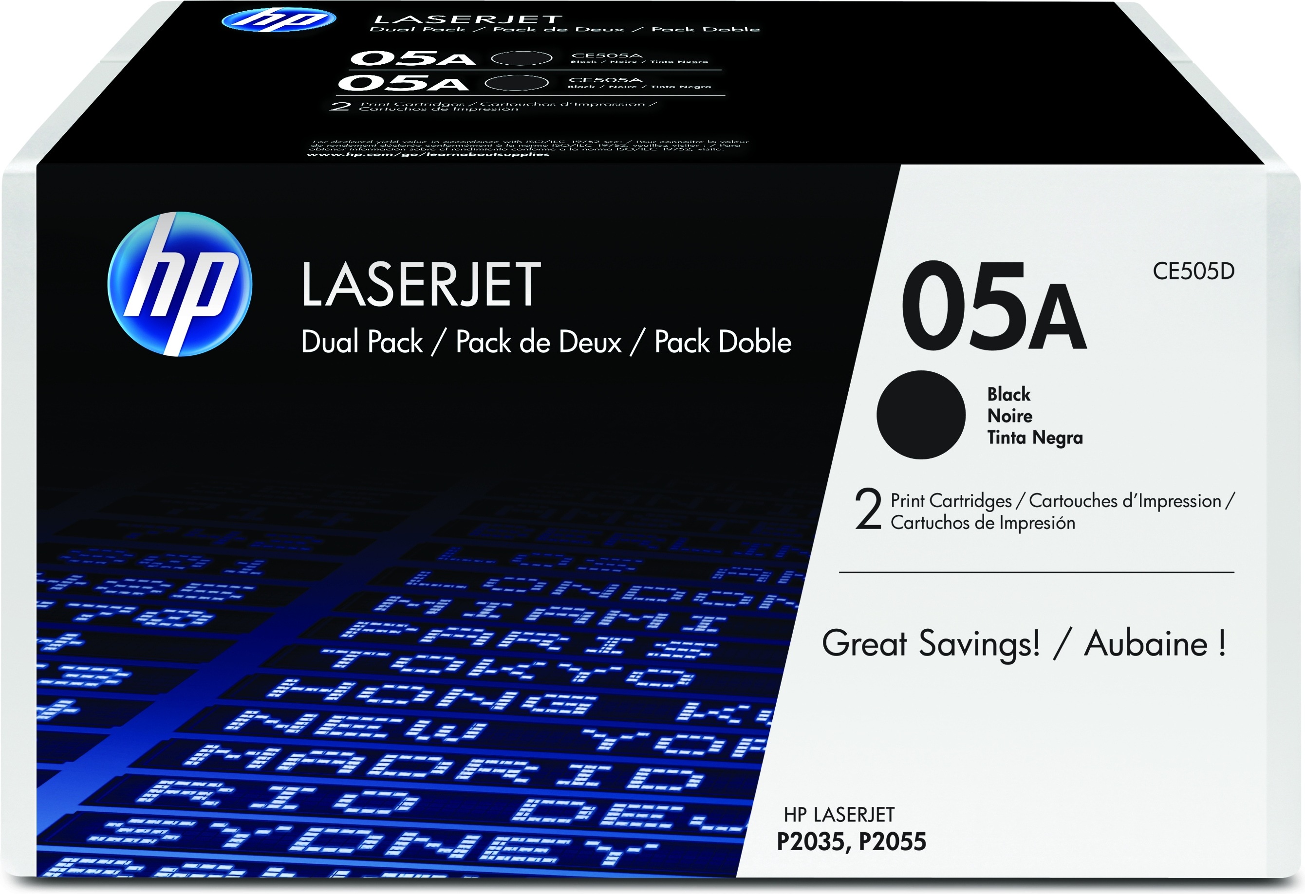 HP 05A originele zwarte LaserJet tonercartridge, 2-pack