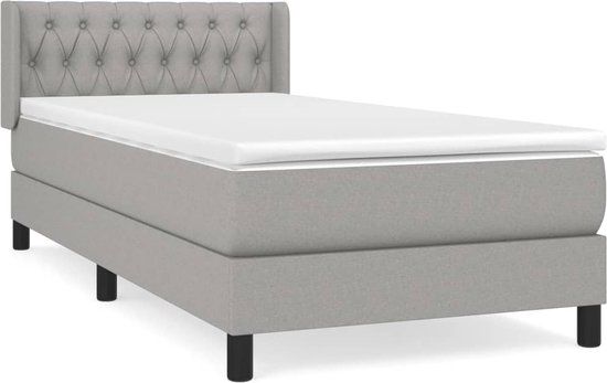 vidaXL Boxspring met matras stof lichtgrijs 90x200 cm