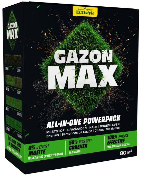 ECOstyle GazonMax 4 kg - All-in-one Powerpack - Gazonmest, Graszaad, Kalk & Bodemleven