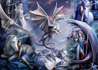 Bluebird Puzzle legpuzzel Anne Stokes Silver Dragon Collage 1500 stukjes