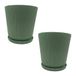 Relaxdays plantenpot set, kunststof kruidenpot met schotel, 20x20x20 cm, salie