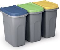 CASARIA Prullenbak – Set van 3 25L 39x24x51cm Afneembaar Deksel - Grijs