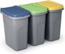 CASARIA Prullenbak – Set van 3 25L 39x24x51cm Afneembaar Deksel - Grijs