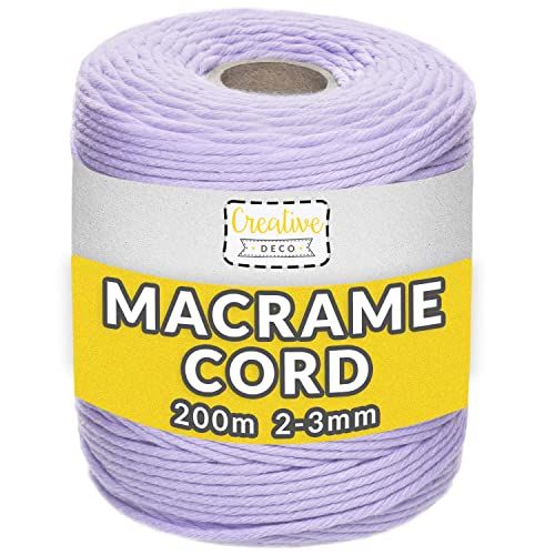 Creative Deco Macrame Koord - Pastel Paars - 200m - Katoen-Polyester