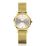 ZINZI ZIW1833 Retro Horloge Dames - Staal - Goudkleurig - Zilverkleurige Wijzerplaat - 24mm