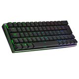 CLAV Cooler Master SK622 Draadloos gaming-toetsenbord, compacte configuratie 60%, mechanische lowprofile schakelaar, RGB-verlichting, Bluetooth- of kabelverbinding, compatibel met Apple/PC/smartphone - AZERTY, Zwart