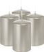 Wiedemann Cilinderkaars/stompkaars - 4x - metallic zilver - 6 x 8 cm - 29 branduren