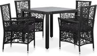 vidaXL - 5-delige tuinset - poly rattan - zwart