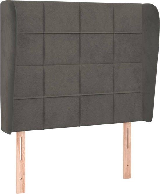 vidaXL Hoofdbord met randen 103x23x118/128 cm fluweel donkergrijs