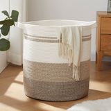 OIAHOMY wasmand 50x45x45CM opbergmand gemaakt van katoenen touw wasmand gevlochten mand baby speelgoed opbergcontainer met handvat voor woonkamer kinderkamer
