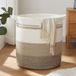 OIAHOMY wasmand 50x45x45CM opbergmand gemaakt van katoenen touw wasmand gevlochten mand baby speelgoed opbergcontainer met handvat voor woonkamer kinderkamer